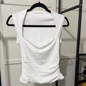 Abercrombie & Fitch White Ruched Blouse